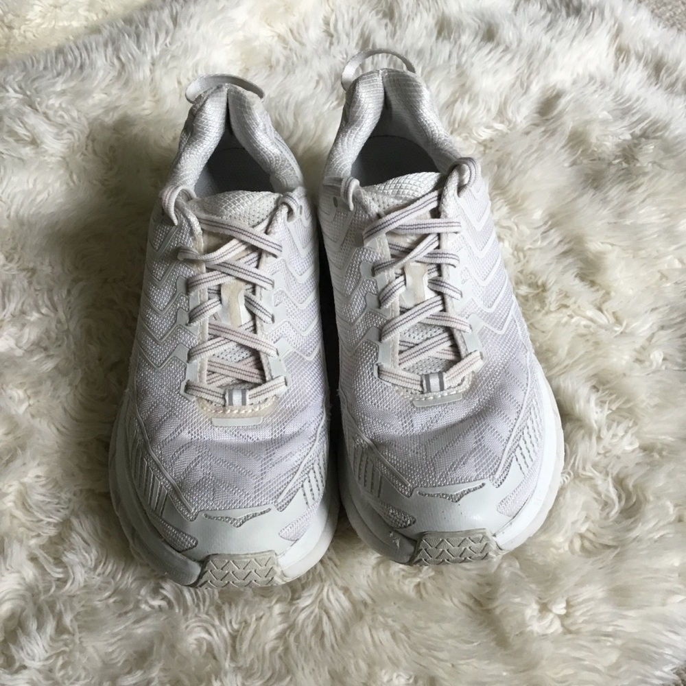 Hoka One One Women's All-White Mesh Running Sneakers